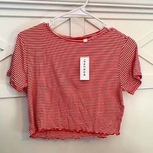 Pacsun Red & White Striped Crop Top